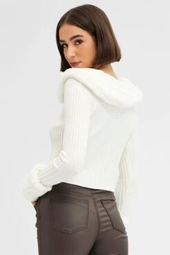 White Fur Trim Cardigan -FabWear Shop OJ5887 f3 white 5