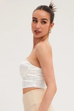White Plain Corset Top -FabWear Shop WL000039 84F6WHITE 4