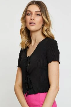 Black Crop Cardigan Short Sleeve Tie Front 9 Black Crop Cardigan Short Sleeve Tie Front -FabWear Shop basic cardigan black crop cardigan short sleeve tie front 32965157585089
