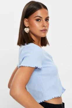 Blue Rib Short Sleeve Cardigan -FabWear Shop basic cardigan blue rib short sleeve cardigan 32967232127169