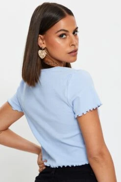 Blue Rib Short Sleeve Cardigan -FabWear Shop basic cardigan blue rib short sleeve cardigan 32967232159937