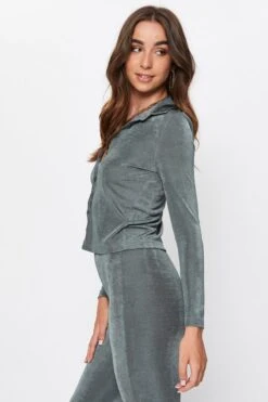 Green Long Sleeve Collar Jersey Cardigan -FabWear Shop basic cardigan green long sleeve collar jersey cardigan 32965162434753