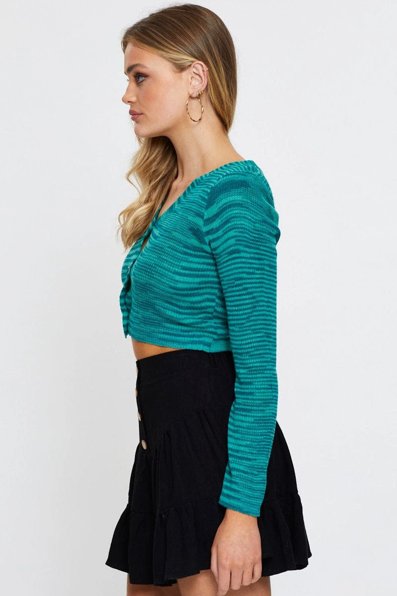 Multi Knit Cardigan Long Sleeve Crop Round Neck 4 Multi Knit Cardigan Long Sleeve Crop Round Neck - Image 4