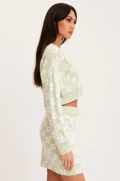 Print Knit Cardigan Long Sleeve Crop Floral -FabWear Shop basic cardigan print knit cardigan long sleeve crop floral 33006997340353