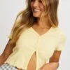 Yellow Rib Short Sleeve Cardigan