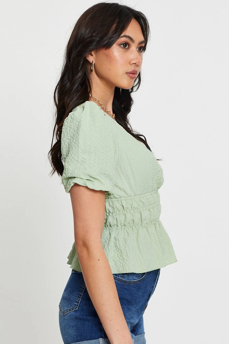 Green Wrap Shirts Short Sleeve V-Neck 3 Green Wrap Shirts Short Sleeve V-Neck - Image 3