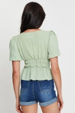 Green Wrap Shirts Short Sleeve V-Neck 8 Green Wrap Shirts Short Sleeve V-Neck -FabWear Shop blouse green wrap shirts short sleeve v neck 32967082934465