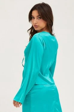 Green Satin Jacket Long Sleeve 10 Green Satin Jacket Long Sleeve -FabWear Shop bolero green satin jacket long sleeve 32966640140481