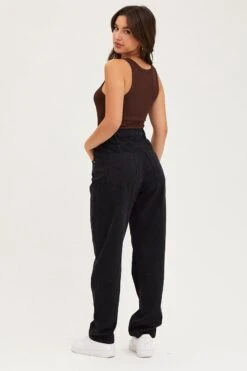 Black Paperbag Denim Jeans High Rise -FabWear Shop boyfriend jean black paperbag denim jeans high rise 32965617123521