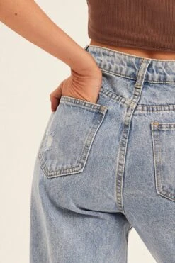 Blue Denim Jeans High Rise Boyfriend -FabWear Shop boyfriend jean blue denim jeans high rise boyfriend 33107153715393