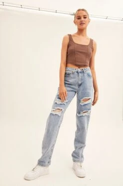 Blue Denim Jeans High Rise Boyfriend -FabWear Shop boyfriend jean blue denim jeans high rise boyfriend 33107153780929