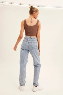 Blue Denim Jeans High Rise Boyfriend -FabWear Shop boyfriend jean blue denim jeans high rise boyfriend 33107153813697