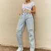 Blue High Rise Mom Denim Jeans