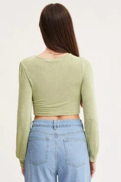 Green Slinky Shirt Long Sleeve -FabWear Shop bralet green slinky shirt long sleeve 32965922324673
