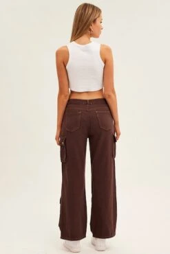 Brown Denim Cargo Jeans -FabWear Shop bt12601 f4 brown 5