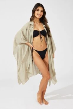 Beige Oversize Beach Shirt