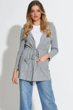 Grey Knit Cardigan Long Sleeve