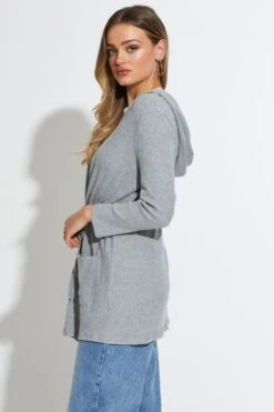Grey Knit Cardigan Long Sleeve -FabWear Shop c s hoodie cardigan grey knit cardigan long sleeve 33006710751425