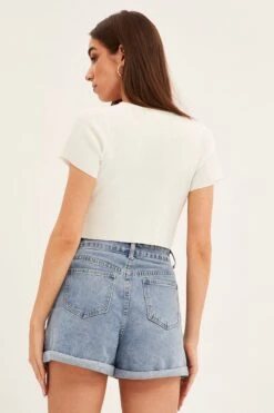 White Short Sleeve Rib Cardigan -FabWear Shop ck12780 f white 5