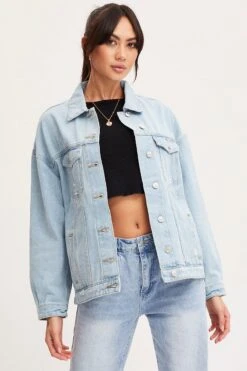 Blue Oversized Jacket Long Sleeve Denim