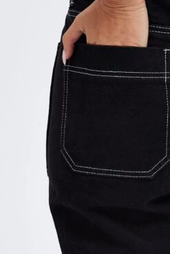 Black Cargo Jeans High Rise Straight Leg Utility -FabWear Shop dl0058 33c black 6