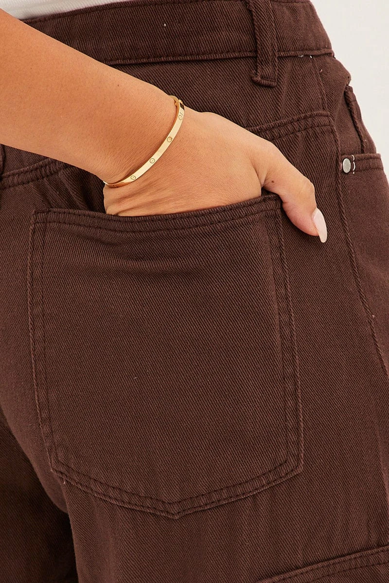Brown Cargo Jeans High Rise Denim 6 Brown Cargo Jeans High Rise Denim - Image 6