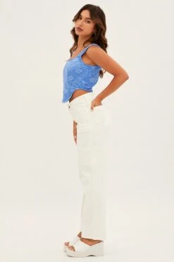 White Carpenter Cargo Pocket Jeans -FabWear Shop dl12786 f white 4