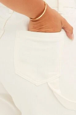 White Carpenter Cargo Pocket Jeans -FabWear Shop dl12786 f white 6