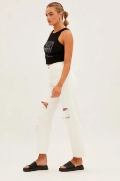 White Boyfriend Denim Jeans -FabWear Shop dl12788 f white 5