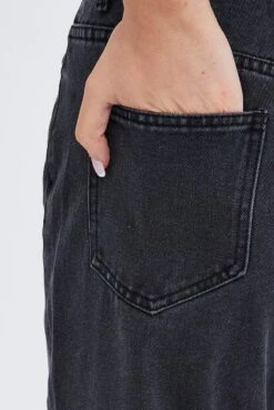 Grey Wide Leg Denim Jeans High Rise -FabWear Shop dl1287l 20jb charcoal 6