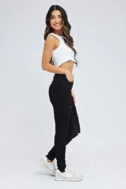 Black Skinny Denim Jeans High Rise 9 Black Skinny Denim Jeans High Rise -FabWear Shop dl1369c 20r black 4