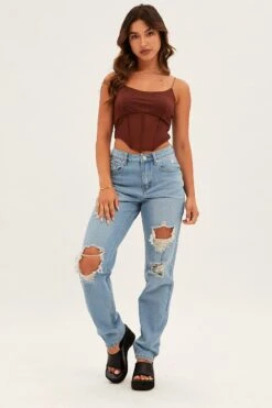 Blue Baggy Jeans High Rise Denim -FabWear Shop dl1396 33jb denim blue 3