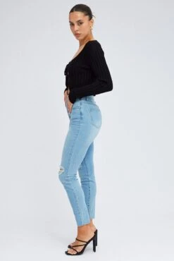 Denim Skinny Jean High Rise 9 Denim Skinny Jean High Rise -FabWear Shop dl1450a 33rb light wash 4
