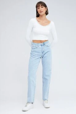 Denim Baggy Denim Jeans High Rise -FabWear Shop dl1452c 20jb light wash 3