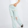 Denim Wide Leg Jean High Rise Ripped