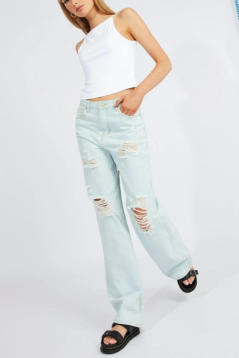 Denim Wide Leg Jean High Rise Ripped 1 Denim Wide Leg Jean High Rise Ripped