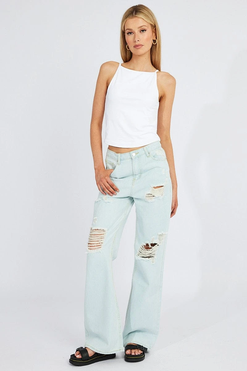 Denim Wide Leg Jean High Rise Ripped 2 Denim Wide Leg Jean High Rise Ripped - Image 2