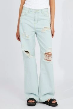Denim Wide Leg Jean High Rise Ripped 8 Denim Wide Leg Jean High Rise Ripped -FabWear Shop dl1484a 84r light wash 3
