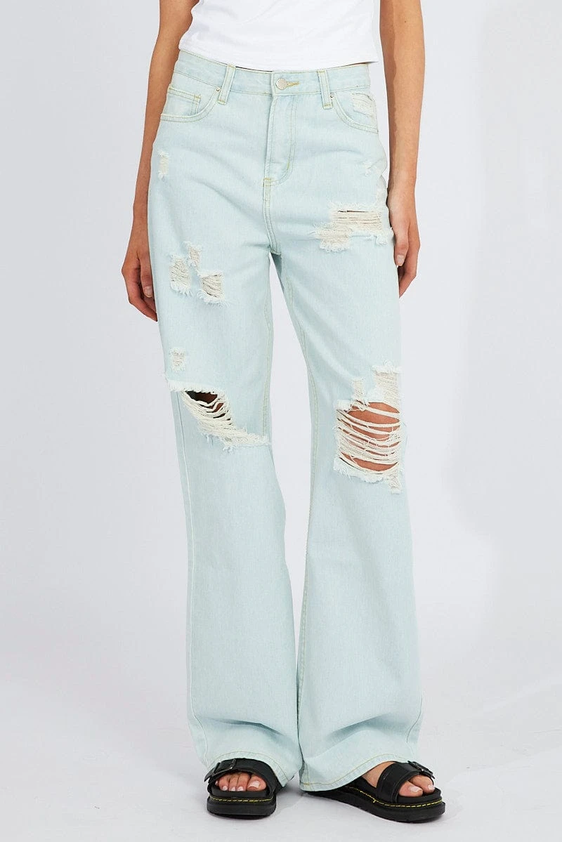 Denim Wide Leg Jean High Rise Ripped 3 Denim Wide Leg Jean High Rise Ripped - Image 3