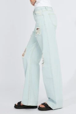Denim Wide Leg Jean High Rise Ripped 9 Denim Wide Leg Jean High Rise Ripped -FabWear Shop dl1484a 84r light wash 4