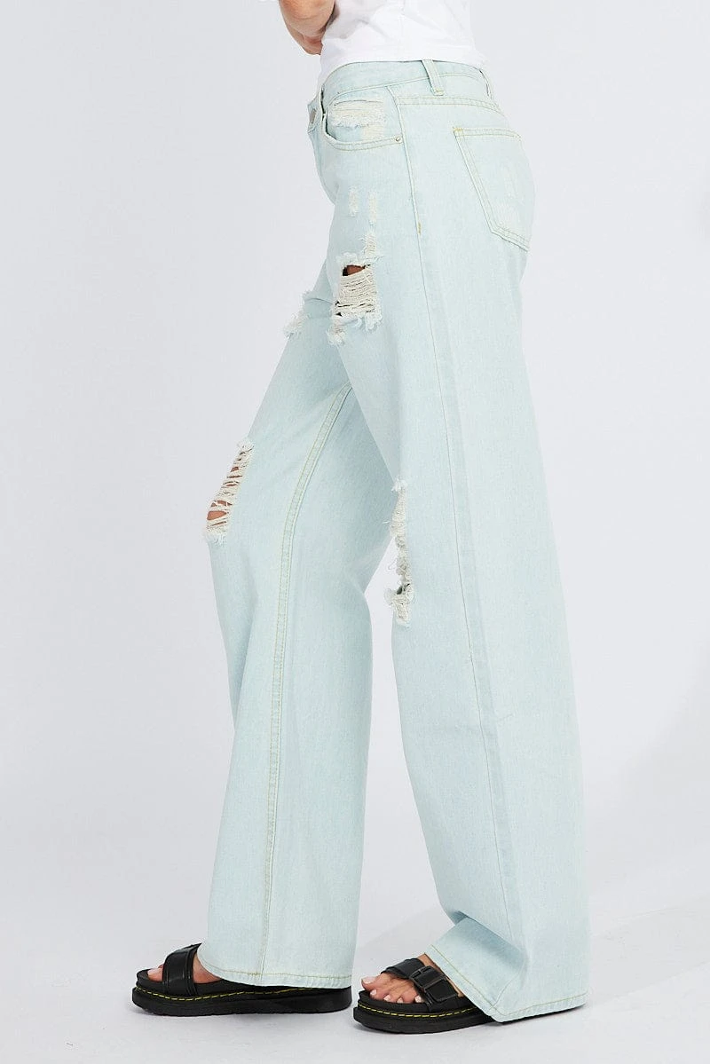 Denim Wide Leg Jean High Rise Ripped 4 Denim Wide Leg Jean High Rise Ripped - Image 4