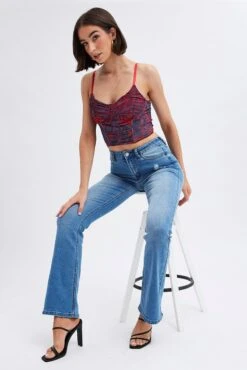 Denim Flare Jeans High Rise -FabWear Shop dl1485 33rb mid wash 3