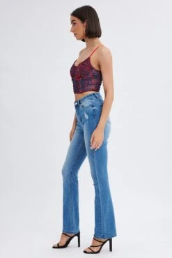 Denim Flare Jeans High Rise -FabWear Shop dl1485 33rb mid wash 4