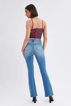 Denim Flare Jeans High Rise -FabWear Shop dl1485 33rb mid wash 5