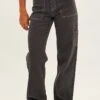 Grey Cargo Jeans Mid Rise