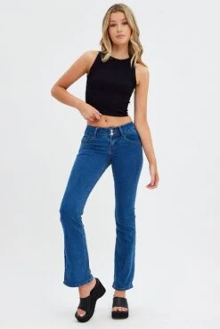 Denim Flare Jeans Low Waist -FabWear Shop dl1506 33r mid wash 3