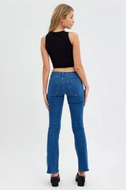 Denim Flare Jeans Low Waist -FabWear Shop dl1506 33r mid wash 4