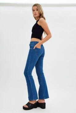 Denim Flare Jeans Low Waist -FabWear Shop dl1506 33r mid wash 5