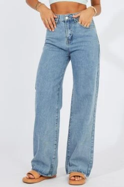 Denim Baggy Denim Jeans Mid Rise -FabWear Shop dl1516d 84r light wash 3