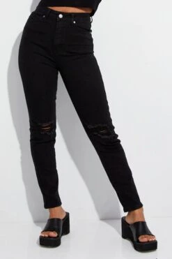 Black Mom Jeans High Rise Stretch